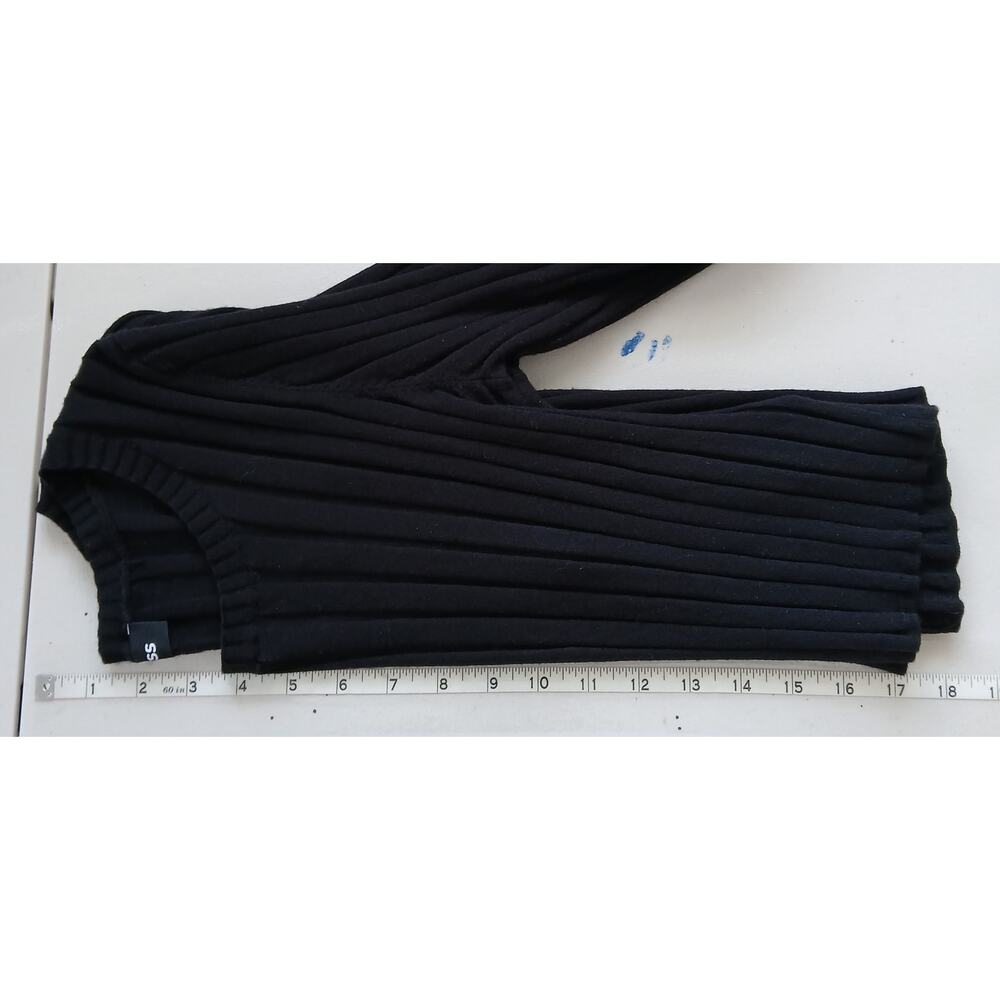 Express Black Stretch Ribbed Crop Crew Neck Sweater Womens LG Goth Academia - Picture 8 of 9